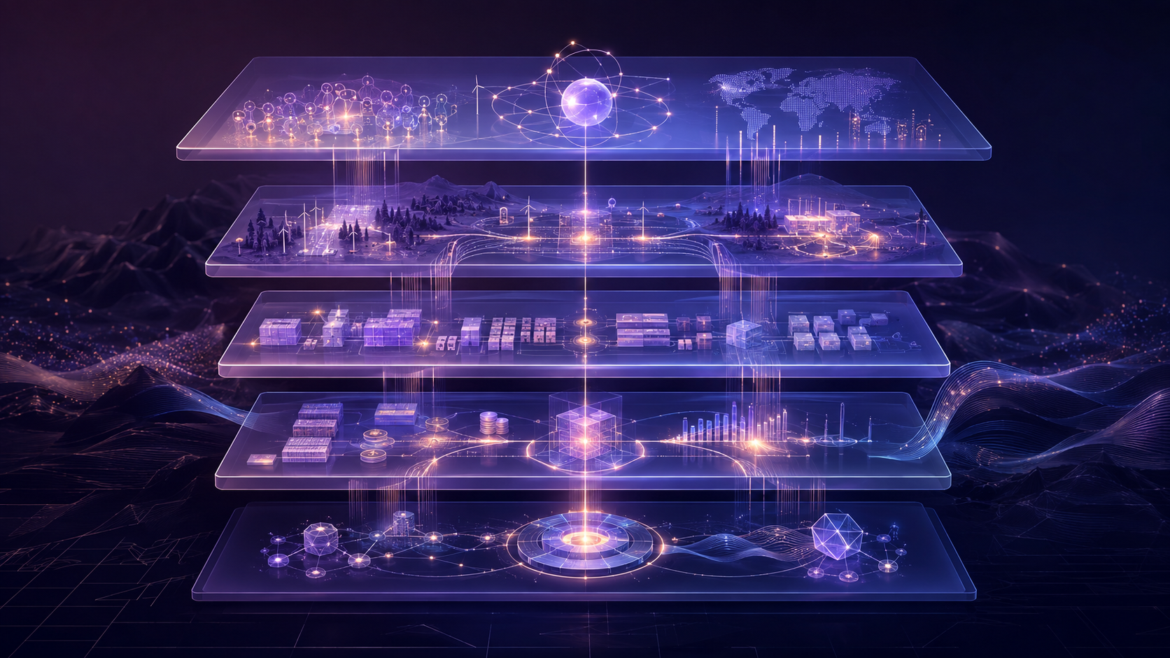 Abstract layered enterprise operating model with connected business signals